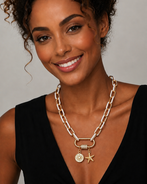 Enamel Link Carabiner Necklace