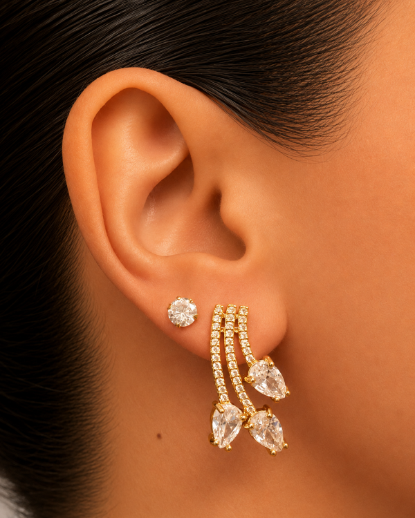 Golden Cascade Crystal Earrings