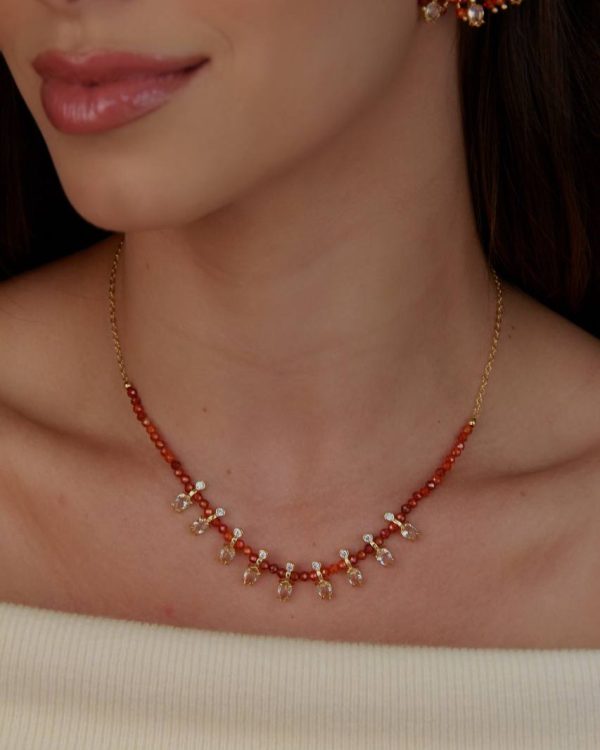 Coral Charm Beaded Necklace