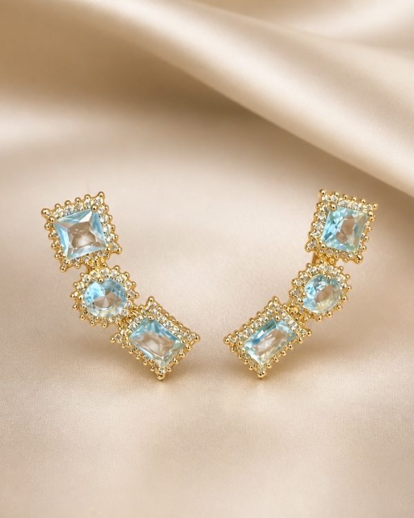 Ice Blue Elegance Crystal Ear Climbers & Cascade Earrings