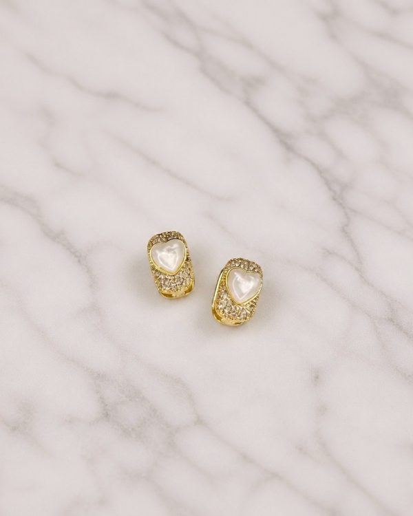 Mother of Pearl Click Heart Earrings