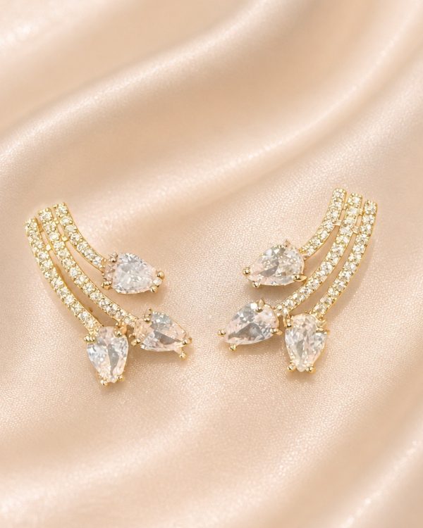 Golden Cascade Crystal Earrings