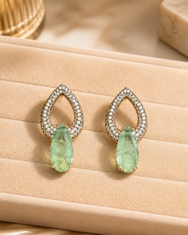 Mint Garden Crystal Drop Earrings