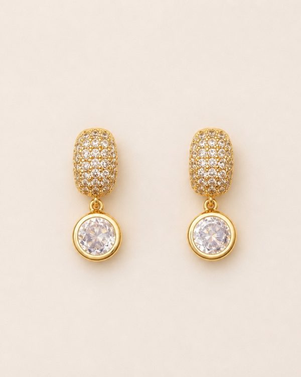 Golden Radiance Crystal Drop Earrings