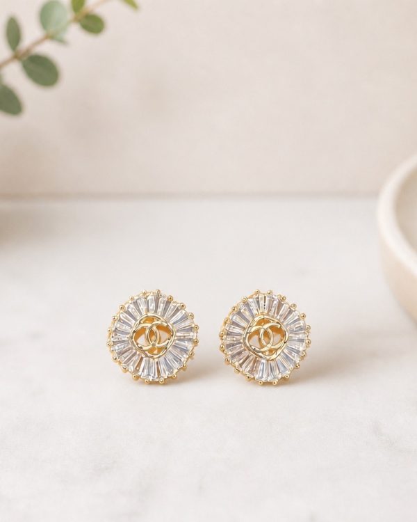 Golden Radiance Baguette Stud Earrings