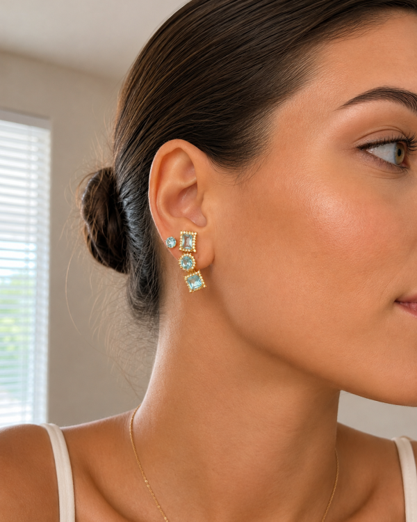 Ice Blue Elegance Crystal Ear Climbers & Cascade Earrings