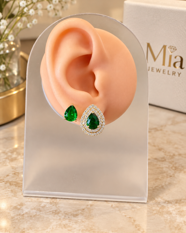 Emerald Radiance Teardrop Duo Earrings