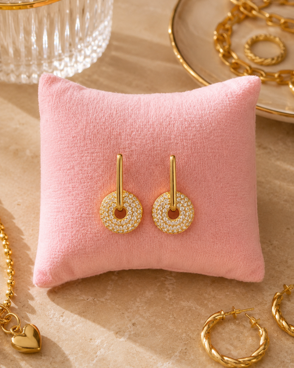 Luxe Pavé Circle Drop Earrings