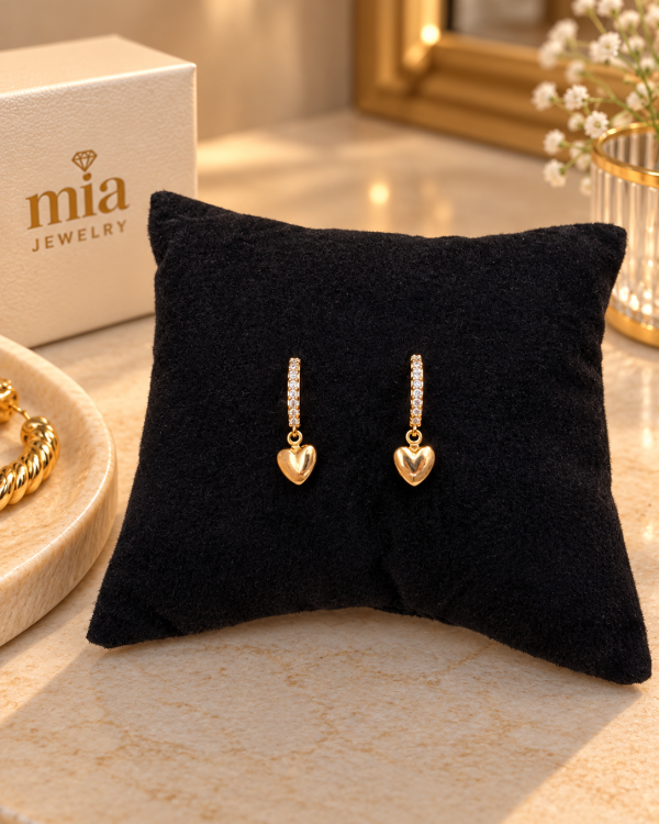 Pave Heart Drop Earrings