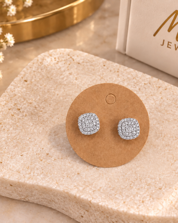 Pavé Square Stud Earrings