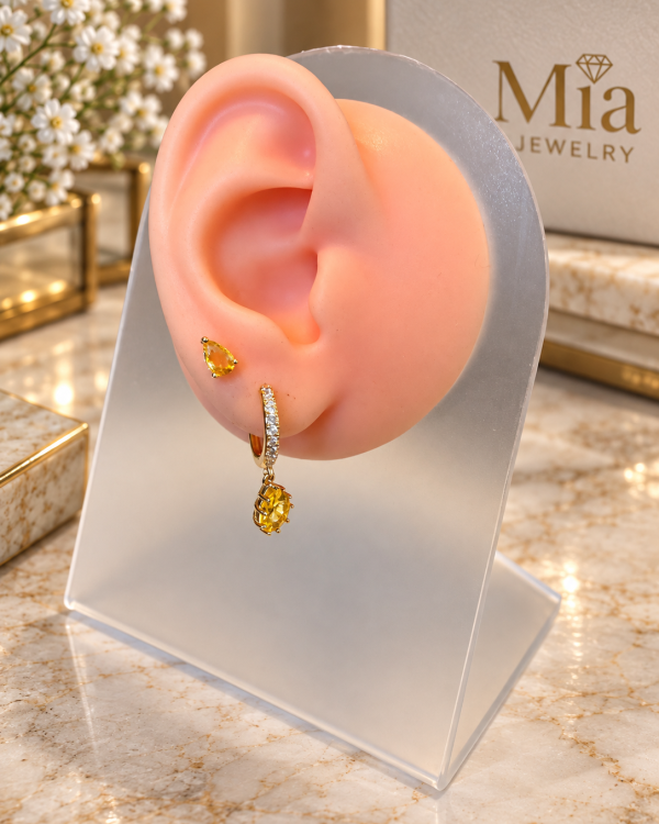 2-in-1 Mismatched Pear Drop Earrings