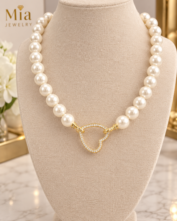 Pearl Heart Toggle Necklace