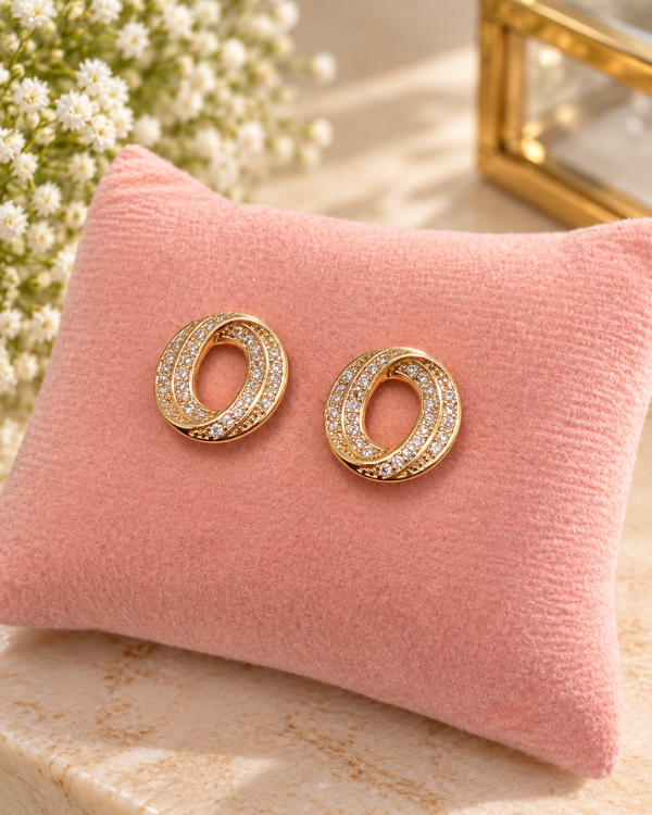 Double Oval Pavé Earrings