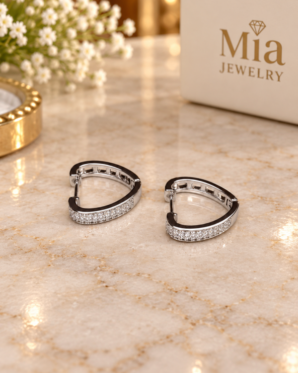 Pavé Heart Lock Hoop Earrings