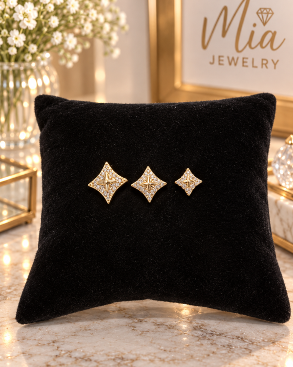 Luxe Pave Diamond-Shaped Trio Stud Earrings