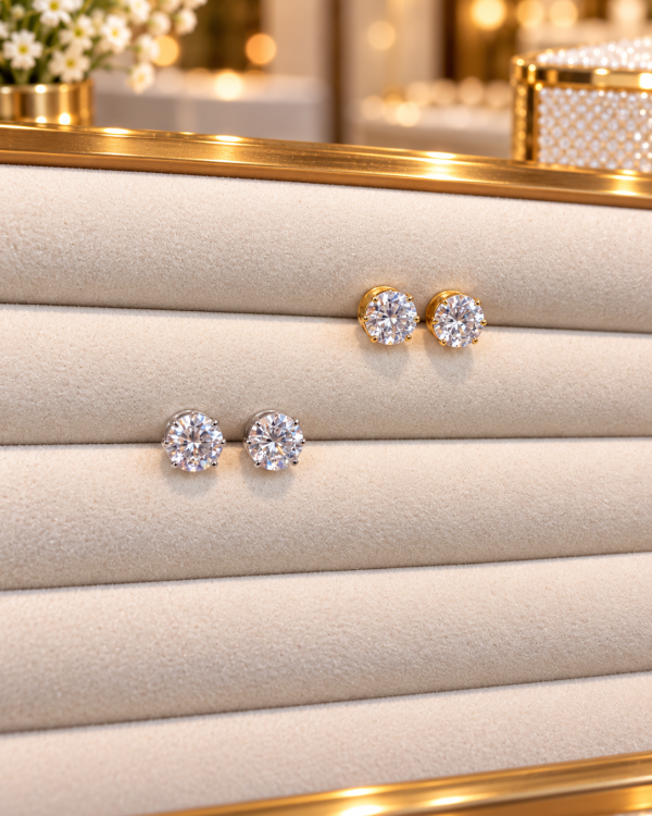 Elena Round Crystal Stud Earrings