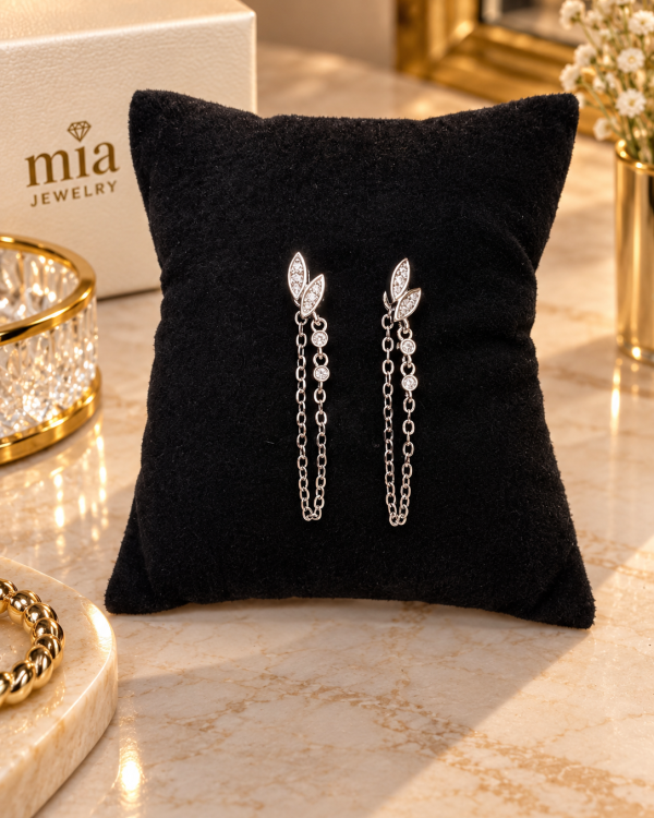 Leaf Crystal Jacket Earrings