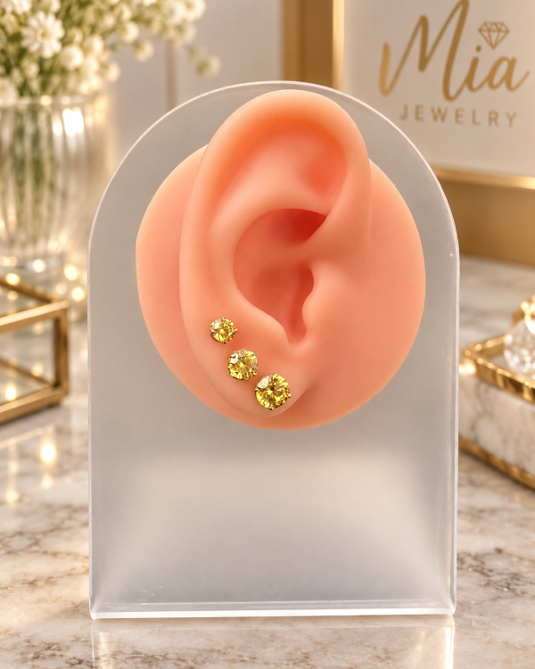 Golden Radiance Trio Stud Earrings