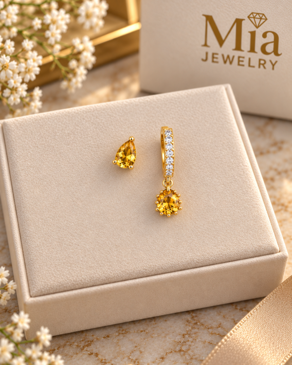2-in-1 Mismatched Pear Drop Earrings
