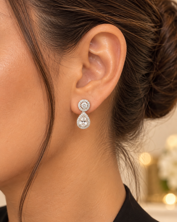 Princess Pavé Teardrop Drop Earrings