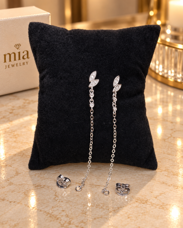 Leaf Crystal Jacket Earrings
