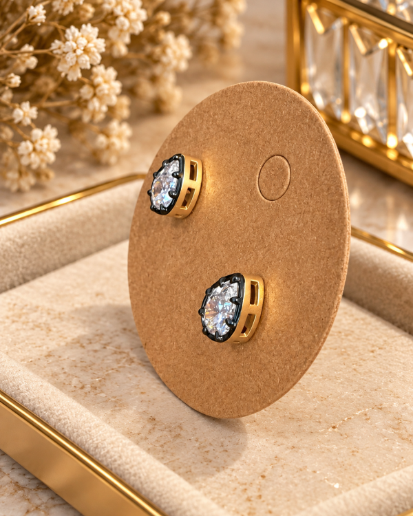 Black & Gold Teardrop Stud Earrings