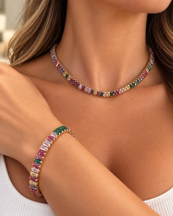 Baguette Crystal Necklace & Bracelet Set