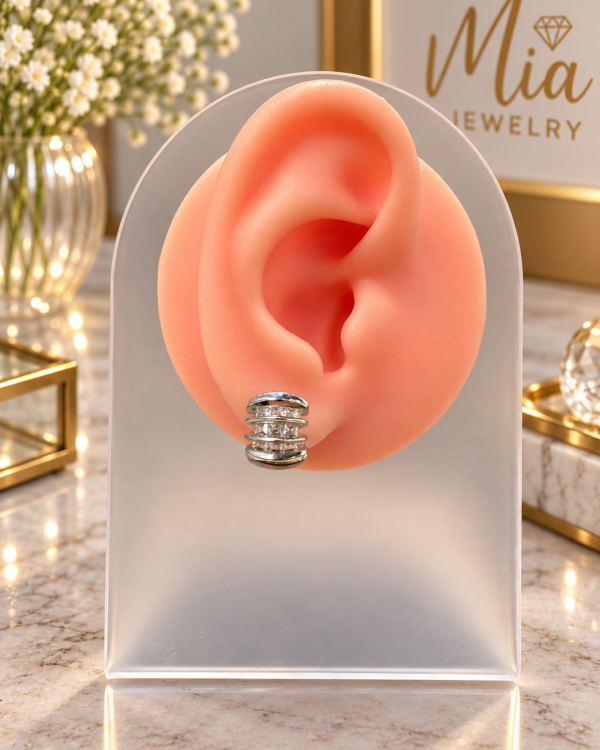 Baguette Pave Layered Hoop Earrings