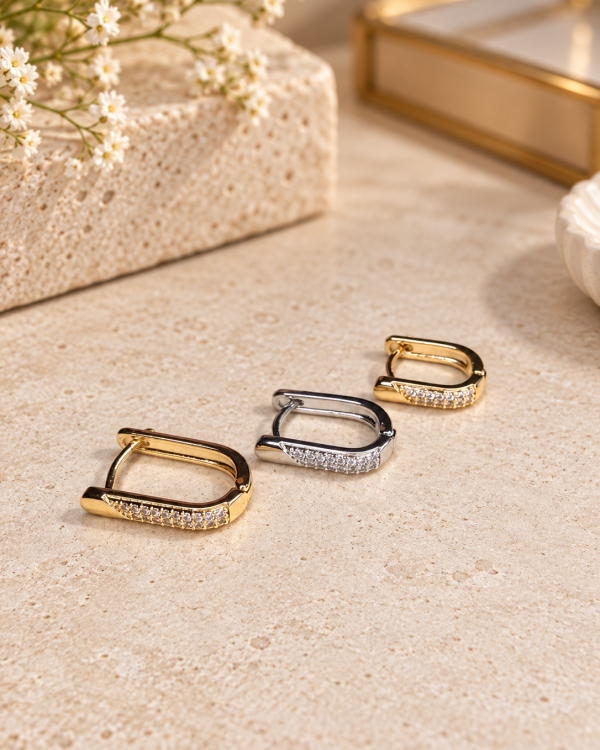 U-Shaped Pavé Huggies Trio