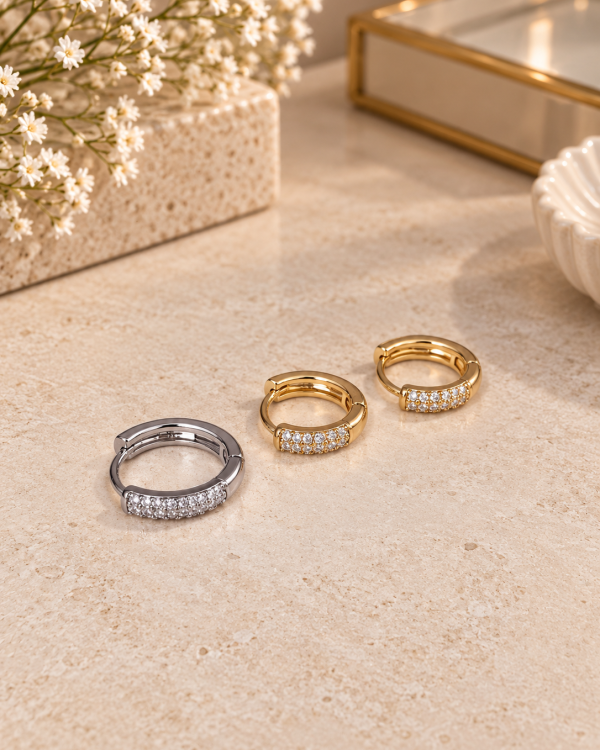 Pavé Crystal Huggies Trio