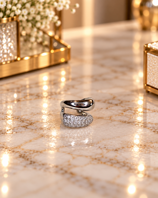 Avery Double Band Crystal Ear Cuff
