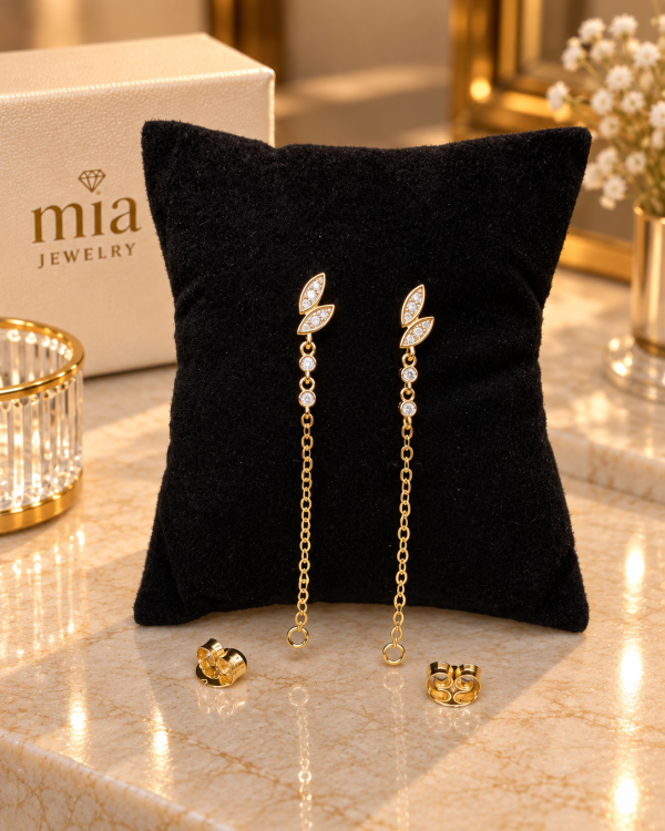 Leaf Crystal Jacket Earrings
