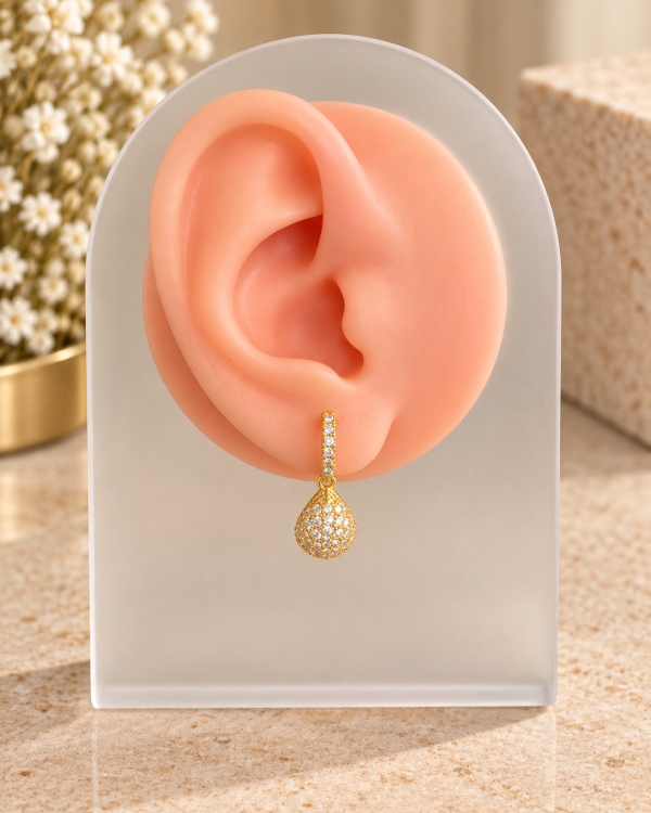 Golden Teardrop Crystal Drop Earrings