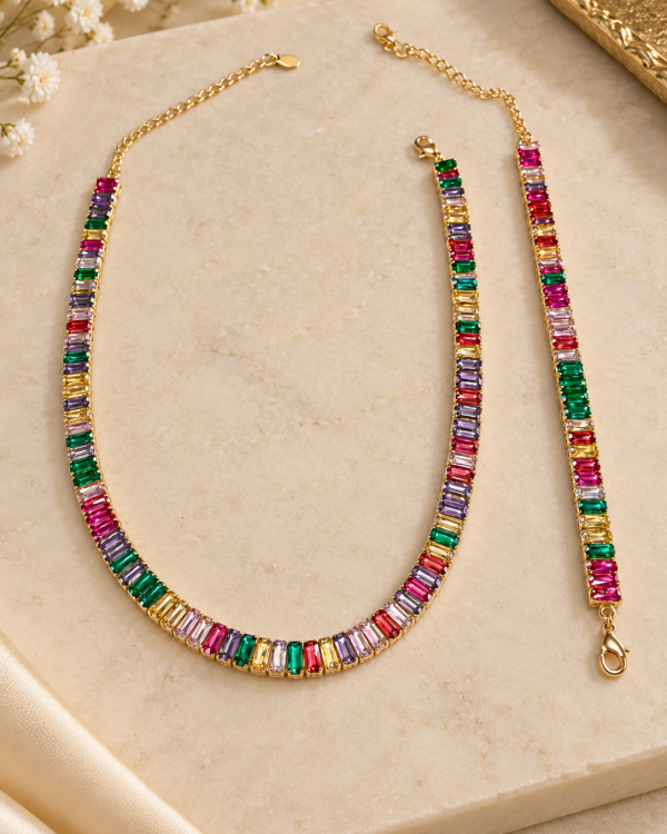 Baguette Crystal Necklace & Bracelet Set