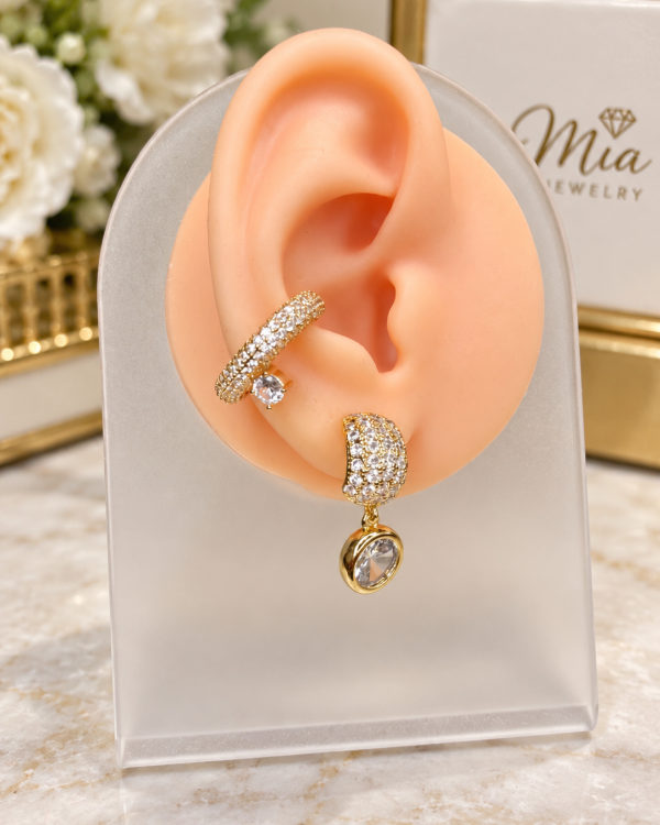 Crystal Halo Drop Ear Cuff