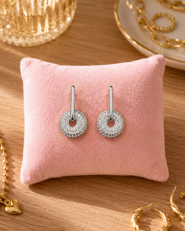 Luxe Pavé Circle Drop Earrings