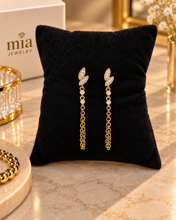 Leaf Crystal Jacket Earrings