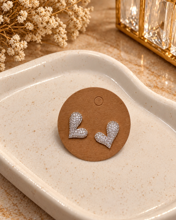 Irregular Pave Heart Stud Earrings