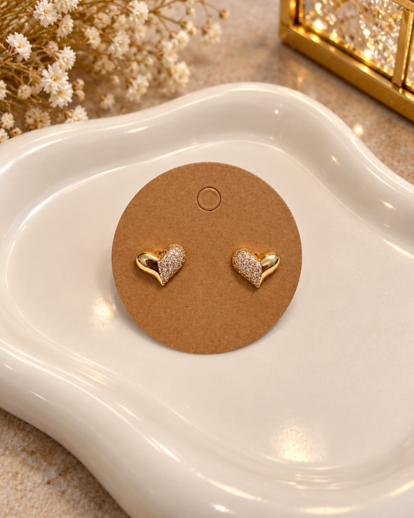 Pave Split Heart Stud Earrings
