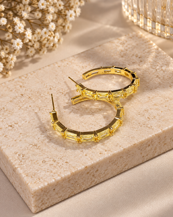 Baguette Crystal Hoop Earrings
