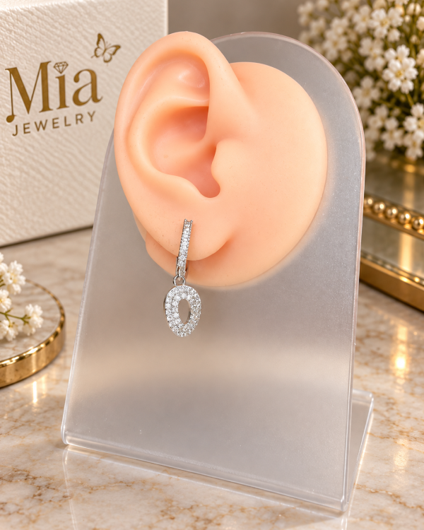 Pavé Oval Dangle Huggies