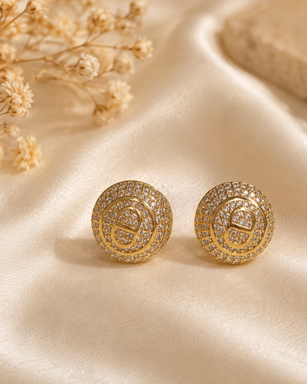 Luxe Pavé Medallion Designer-Inspired Click Earrings