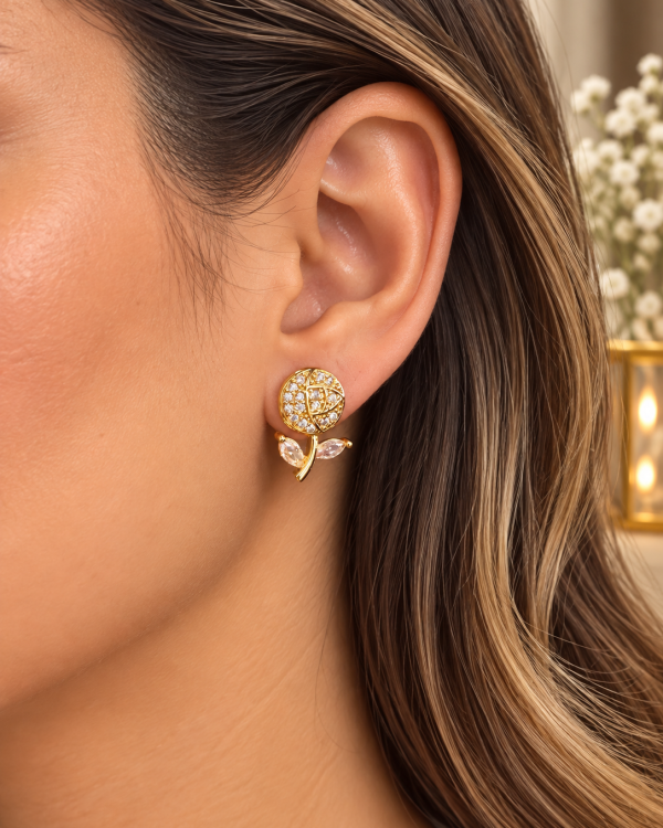 Pave Floral Bloom Stud Earrings