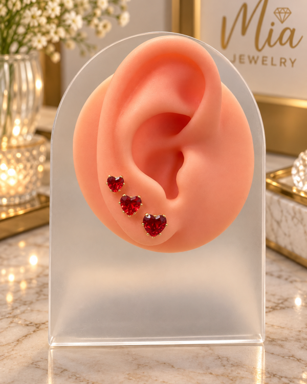 Heart Trio Stud Earrings