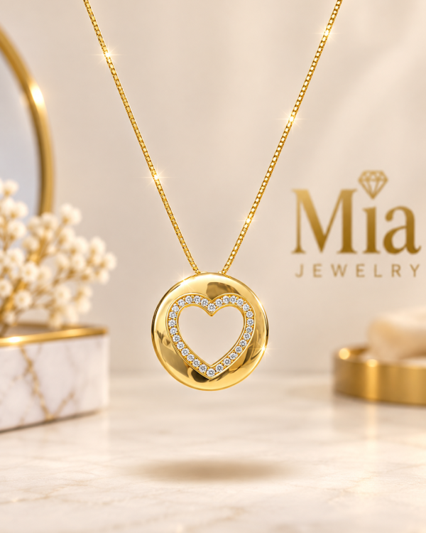 Crystal Hollow Heart Pendant Necklace