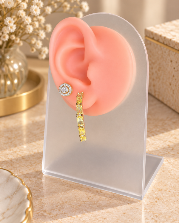 Baguette Crystal Hoop Earrings