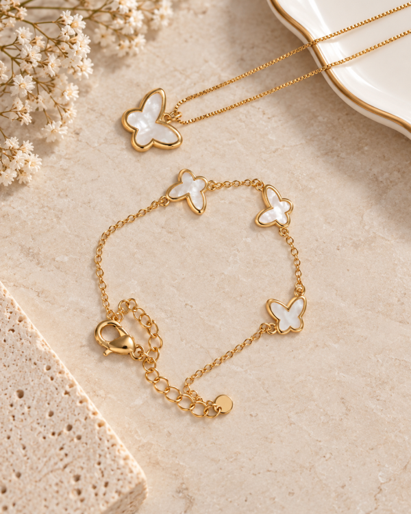 Mother of Pearl Butterfly Jewelry Set