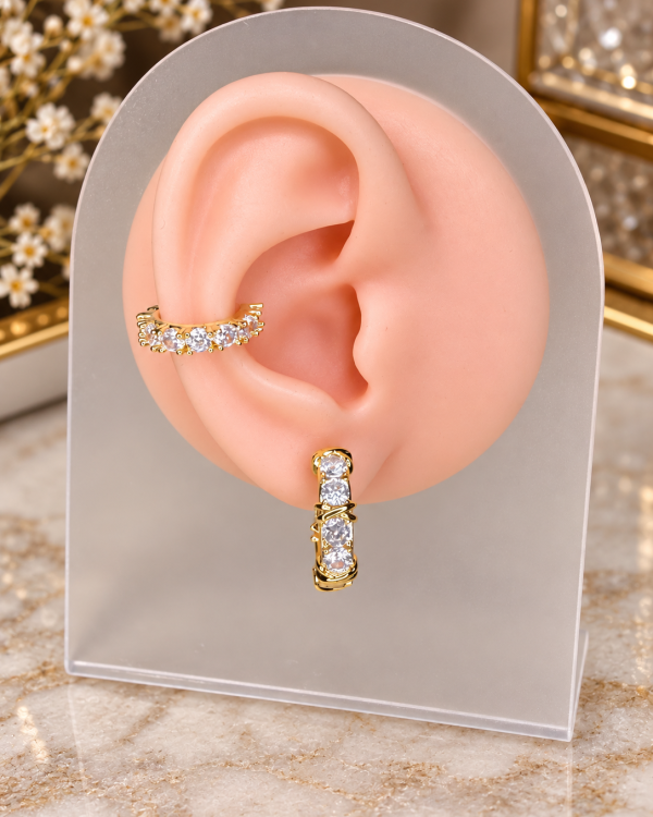 Designer Inspired Mixed Metal X Hoop Earrings