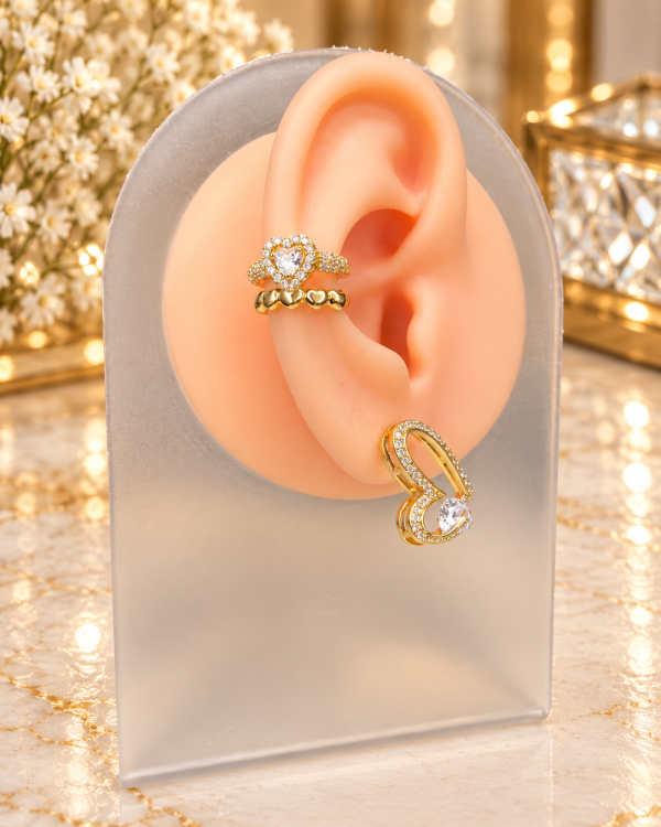 Crystal Double Heart Ear Cuff