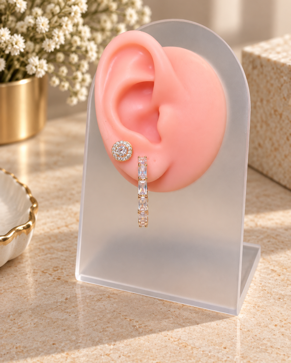 Baguette Crystal Hoop Earrings